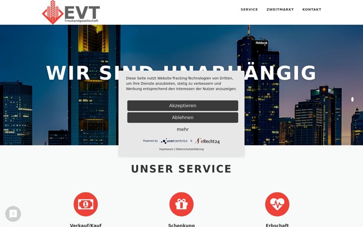 Screenshot of evt-treuhand.de