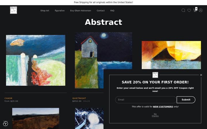 Screenshot of evysart.com