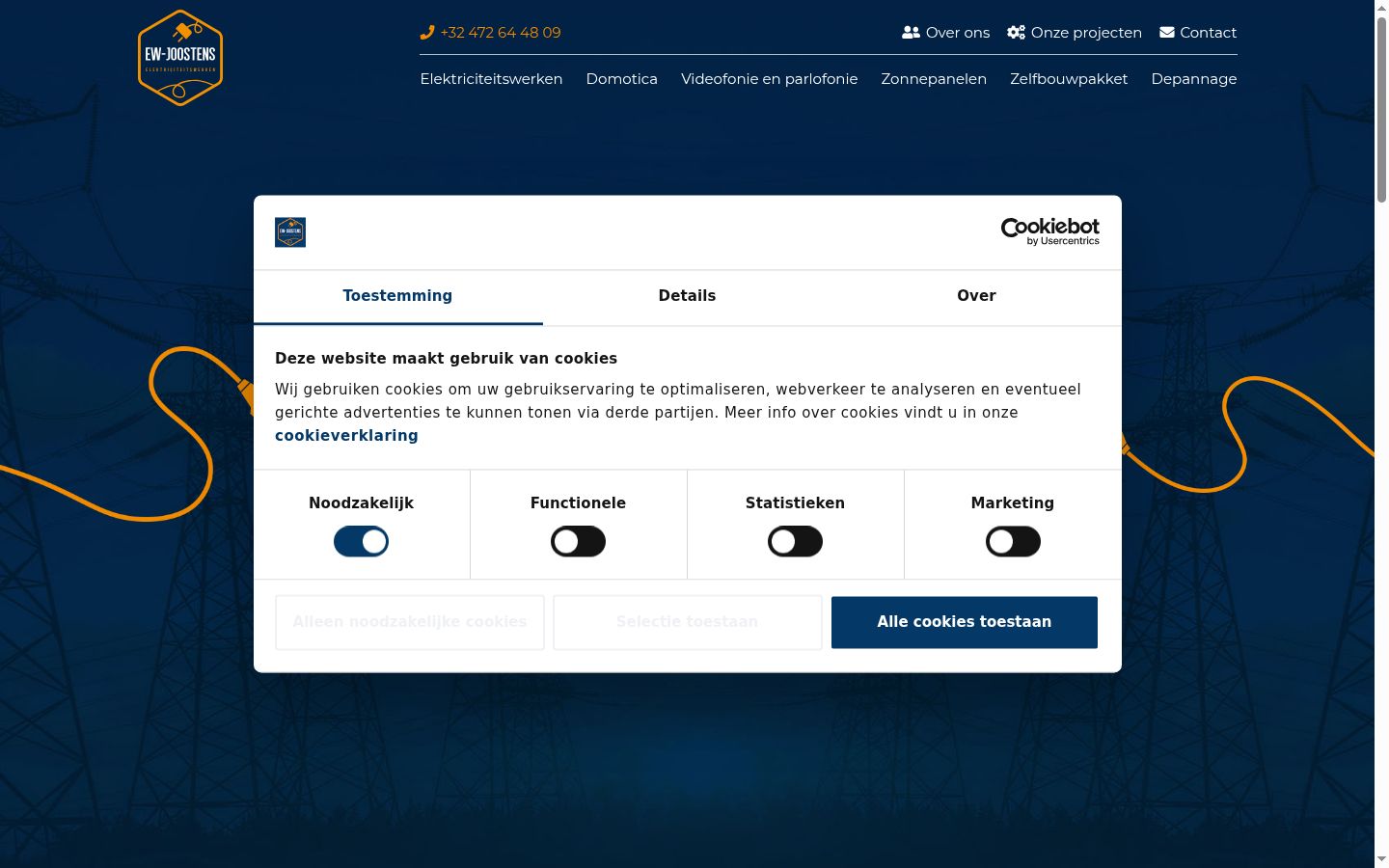 Screenshot del banner di consenso mostrato prima di qualsiasi interazione