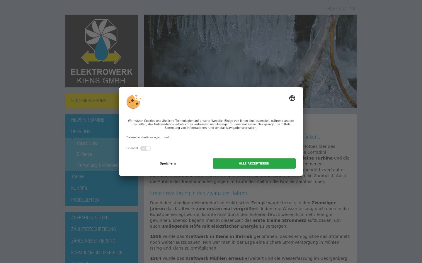 Captura de pantalla del banner de consentimiento mostrado antes de cualquier interacción