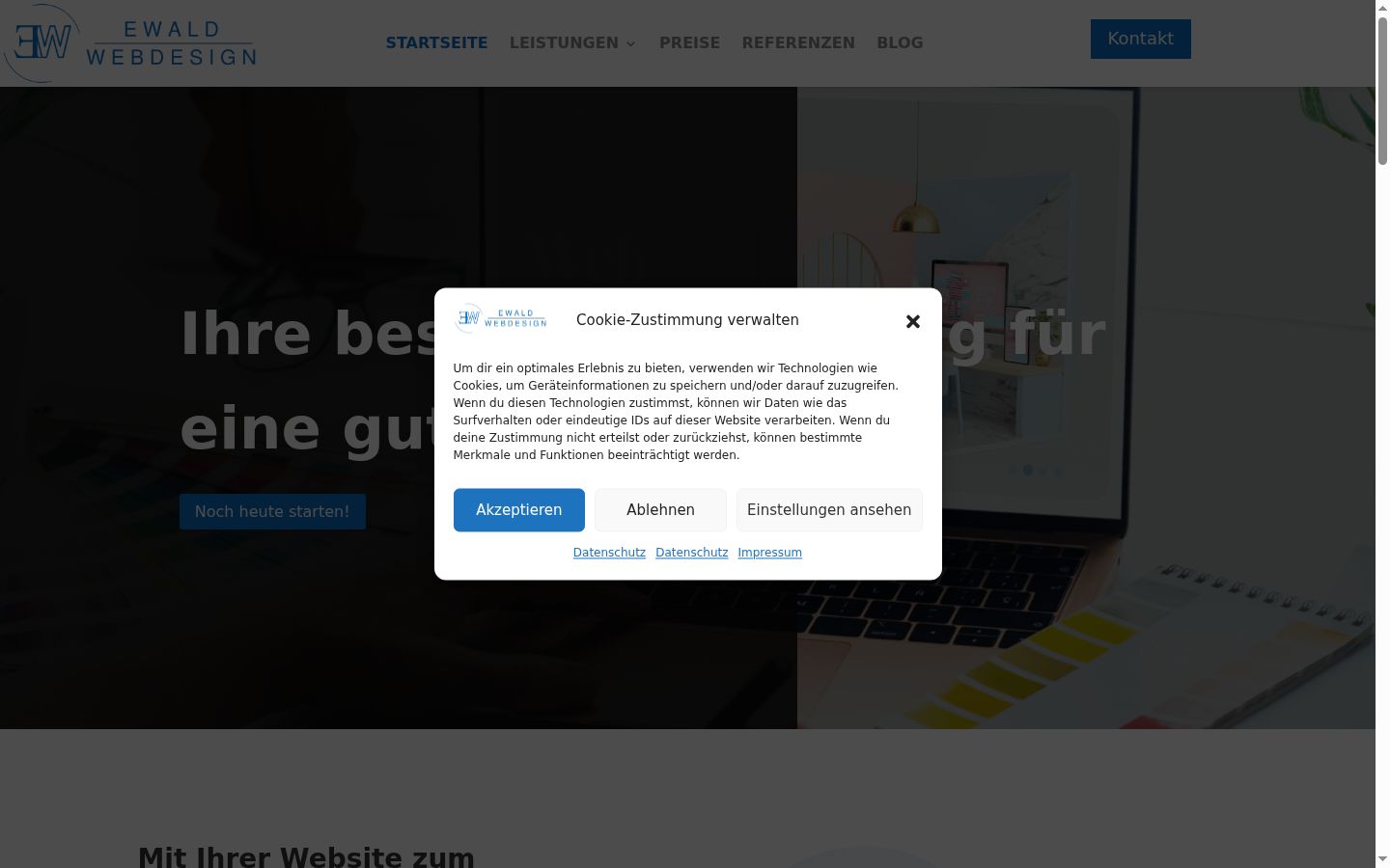 Screenshot of the consent banner shown before any interaction