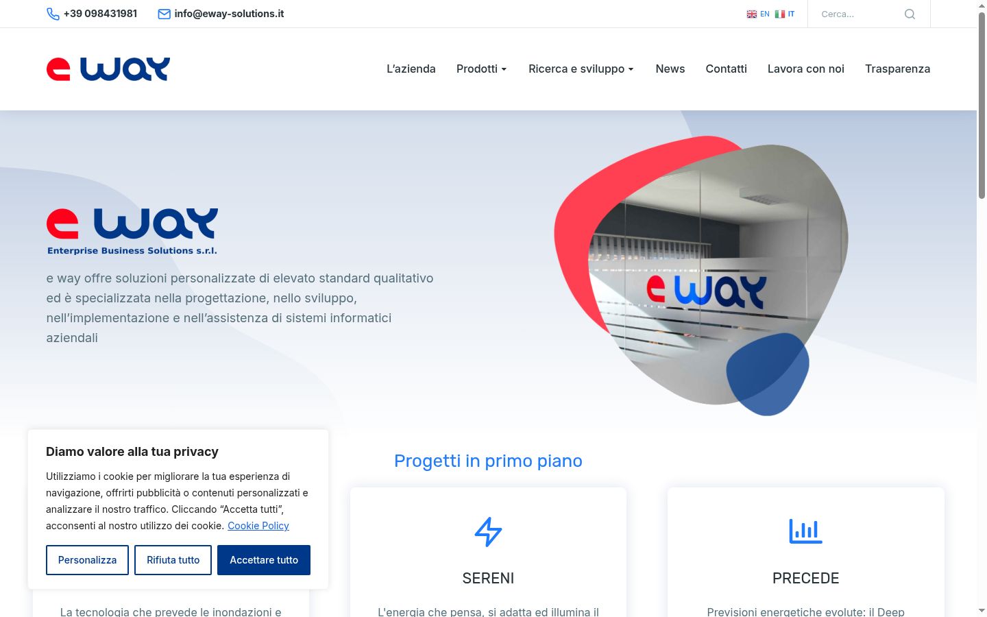 Screenshot del banner di consenso mostrato prima di qualsiasi interazione