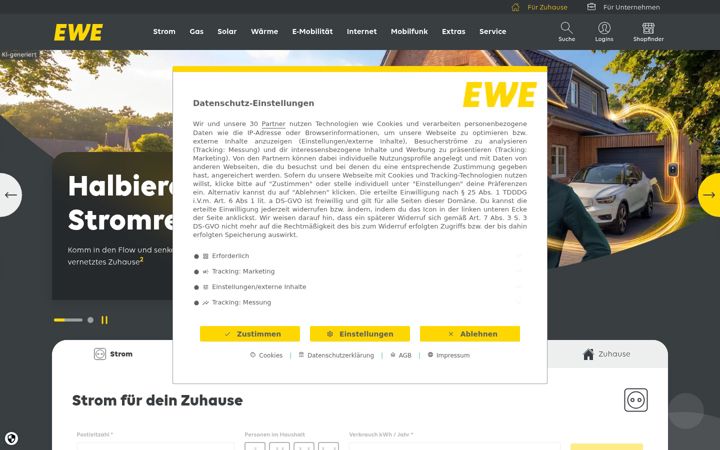Screenshot of ewe-solar.de