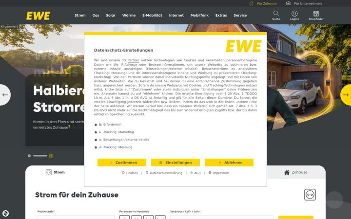 Screenshot του ewe-waerme.de