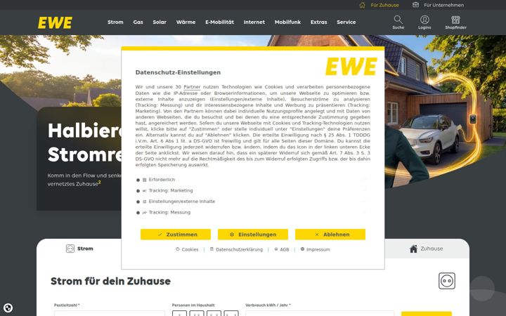 Screenshot of ewe.de