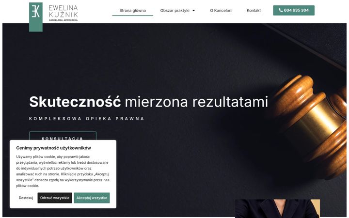 Kuvakaappaus sivustosta ewelinakuznik.pl