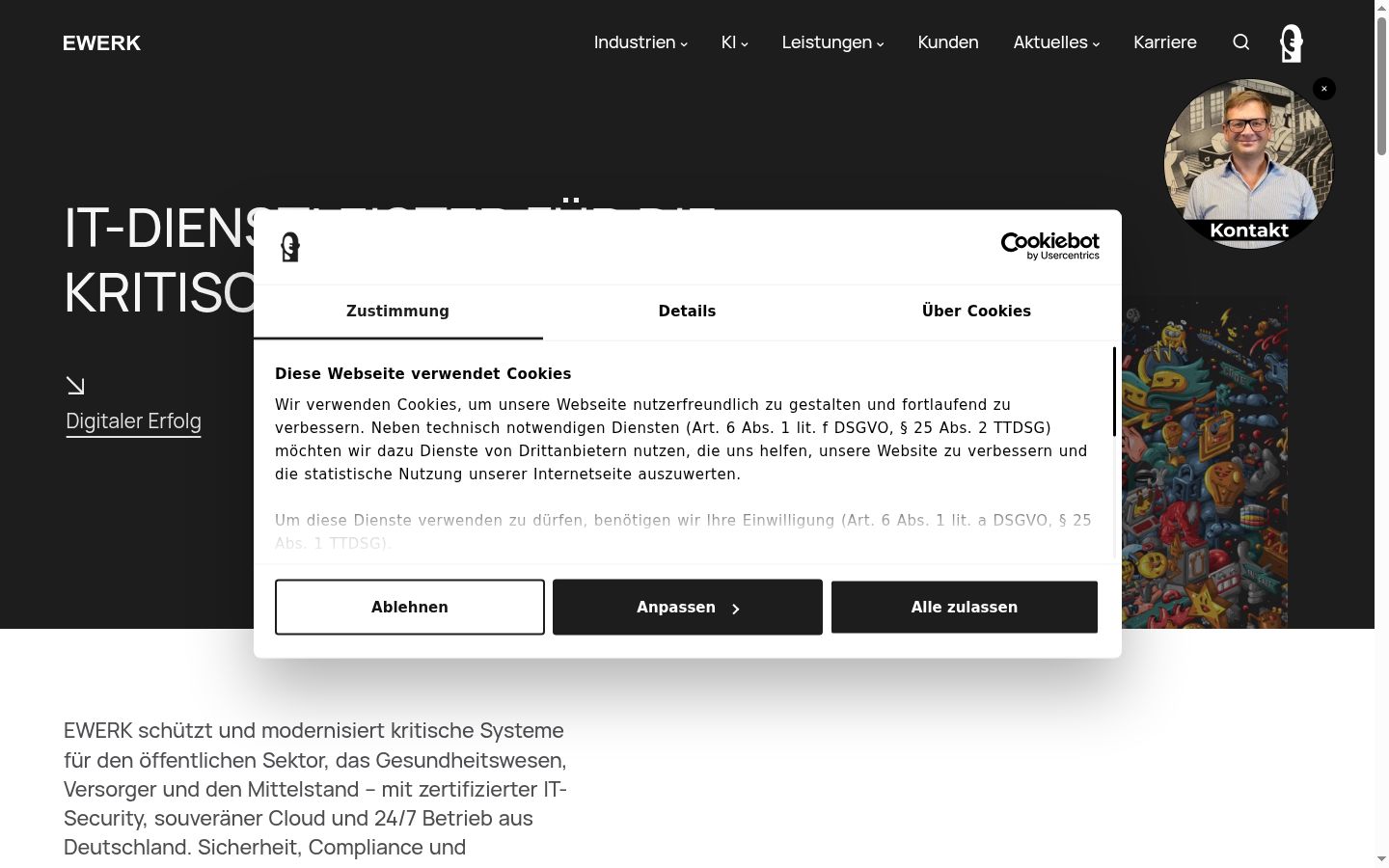 Snimka zaslona bannera za privolu prikazanog prije bilo kakve interakcije