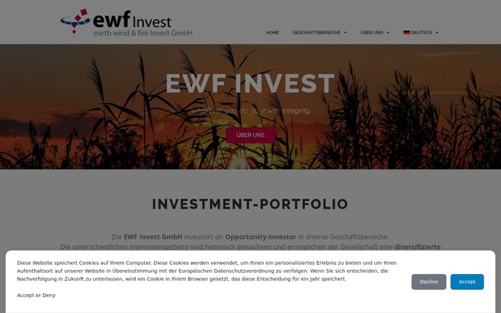 Screenshot of ewf-invest.com