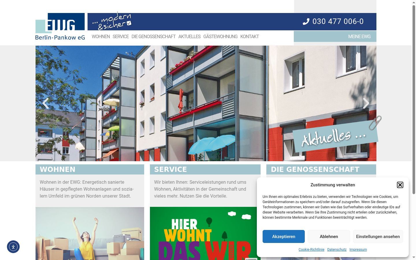 Screenshot of the consent banner shown before any interaction