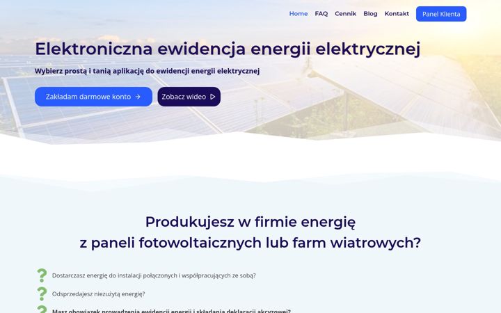 Kuvakaappaus sivustosta ewidencjaenergii.pl