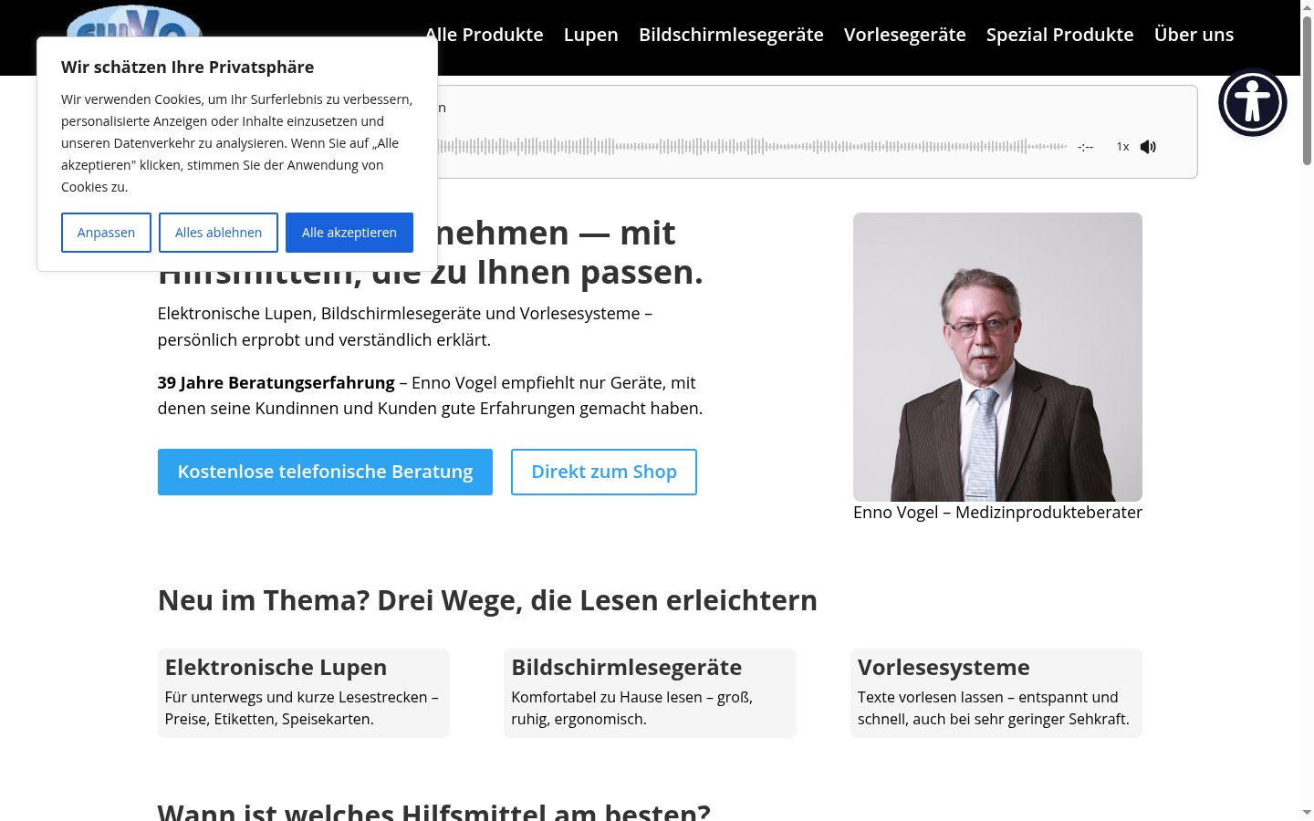 Screenshot of the consent banner shown before any interaction
