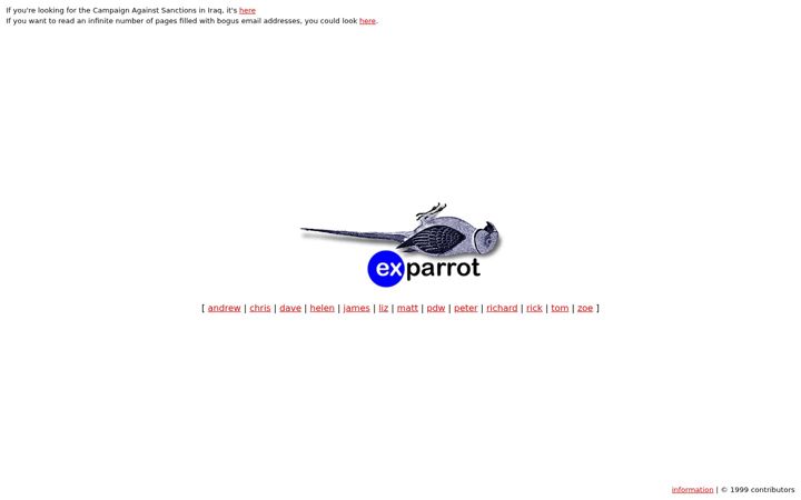 Screenshot of ex-parrot.com