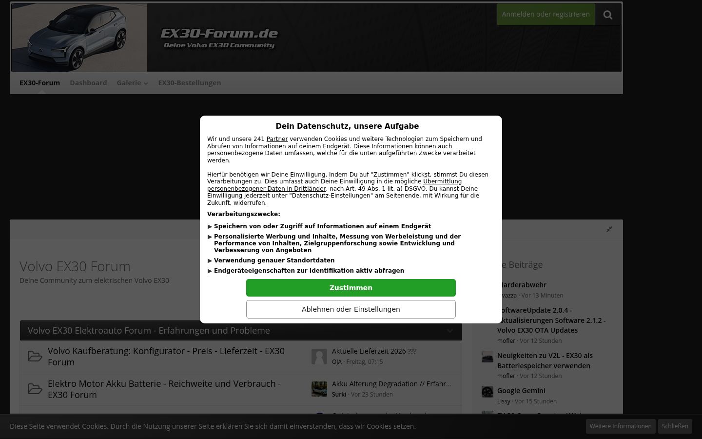 Snímka obrazovky banera súhlasu zobrazeného pred akoukoľvek interakciou