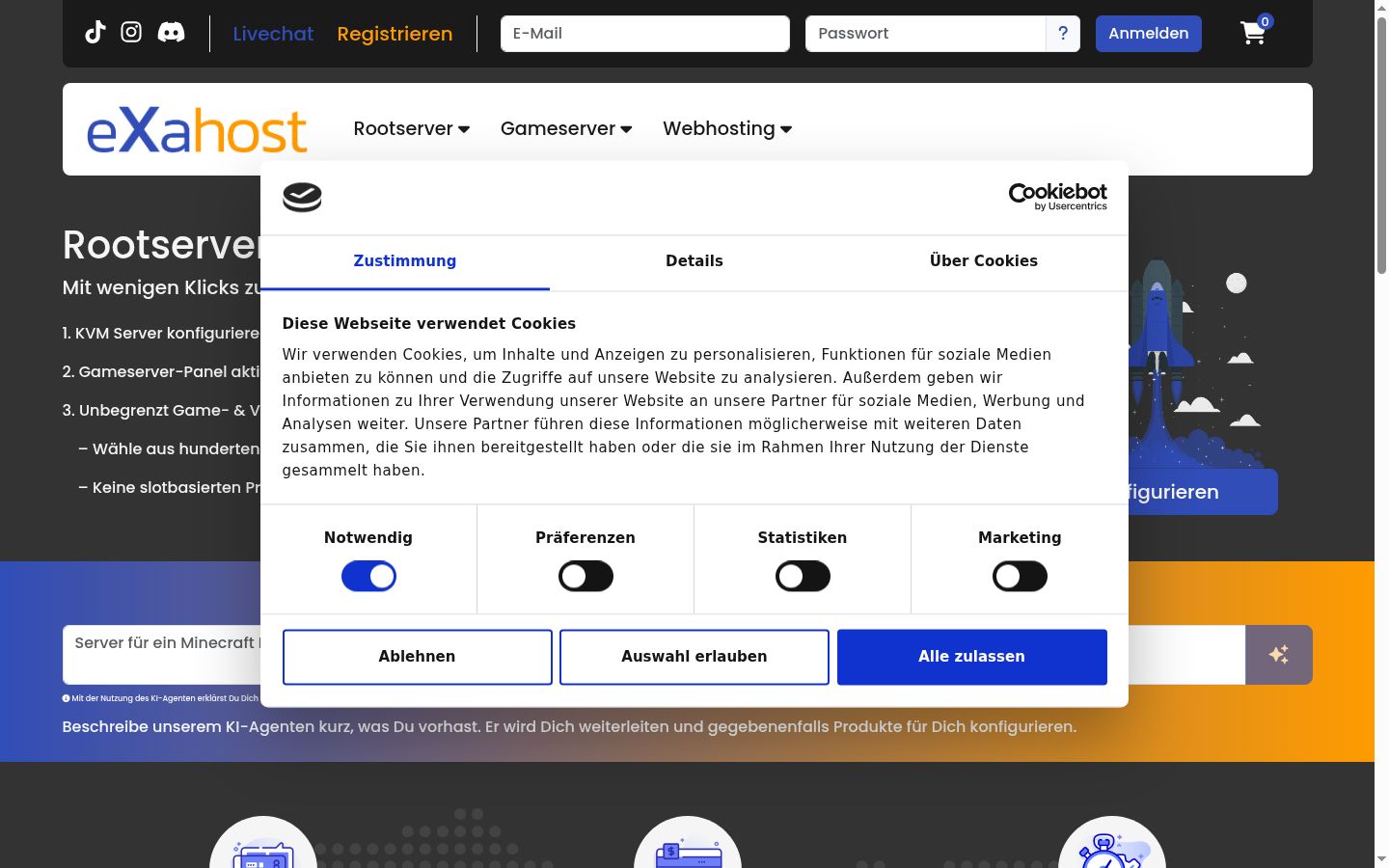 Snímek obrazovky baneru souhlasu zobrazeného před jakoukoli interakcí
