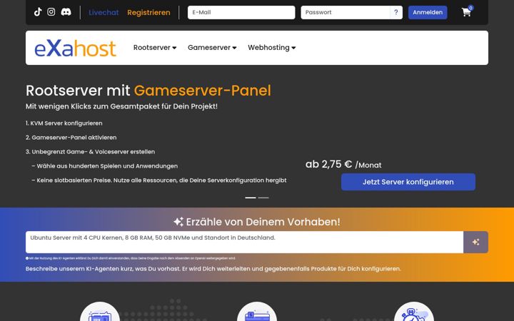 Screenshot of exa-host.de