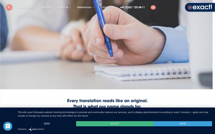 Screenshot of exact-gmbh.com