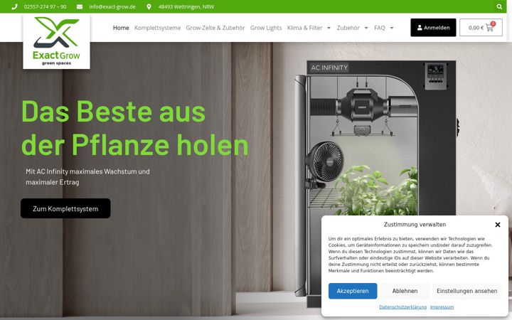 Screenshot stránky exact-grow.de