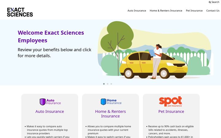 Screenshot of exactsciencesvoluntarybenefits.com