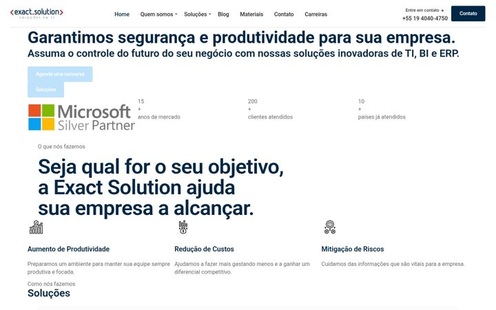 Snímek obrazovky exactsolution.com.br