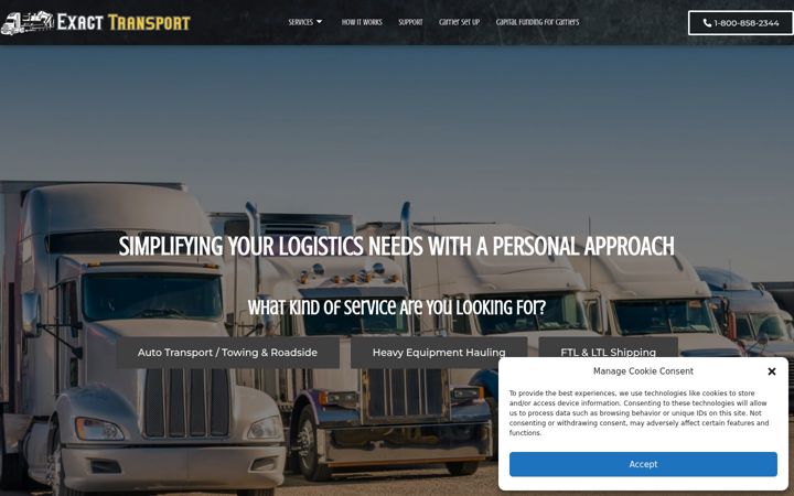 Screenshot of exacttransport.com