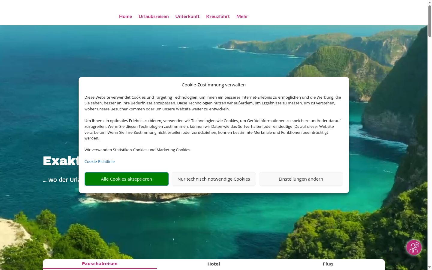 Snímka obrazovky banera súhlasu zobrazeného pred akoukoľvek interakciou