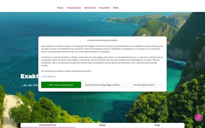 Screenshot stránky exakt-reisen.de