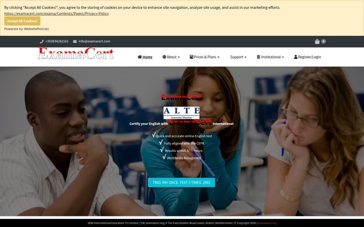 Screenshot of examacert.org