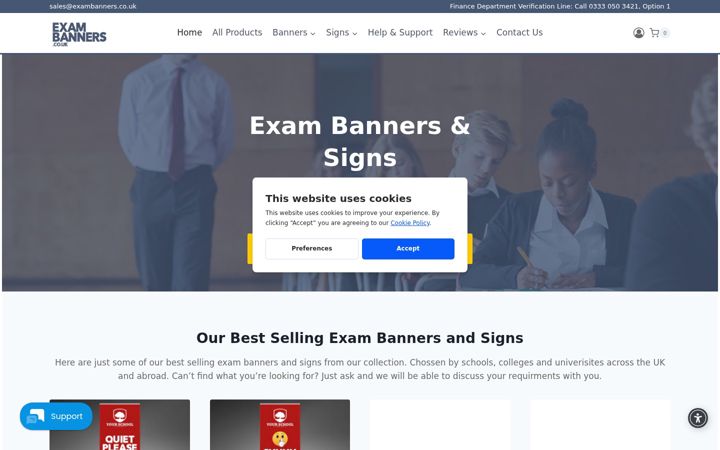 Screenshot of exambanners.co.uk
