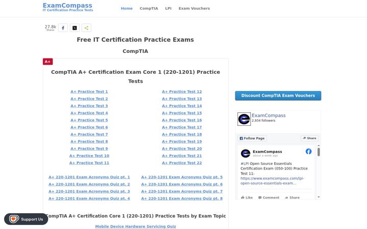 Screenshot of examcompass.com