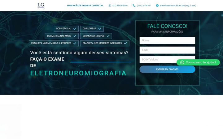 Snímek obrazovky exameeletroneuromiografia.com.br