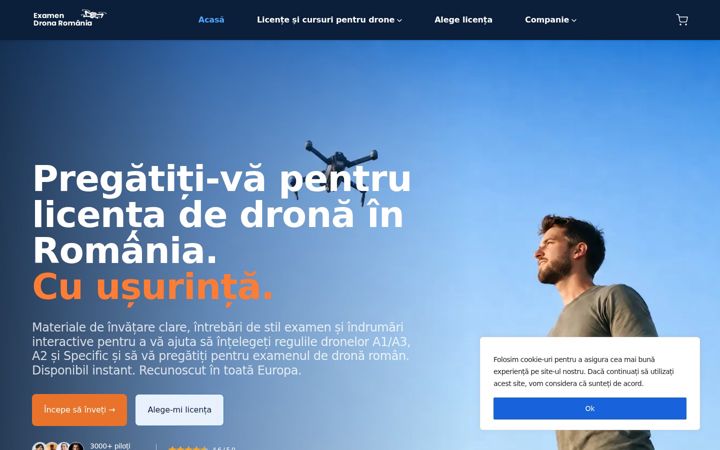 Screenshot of examendrona.ro