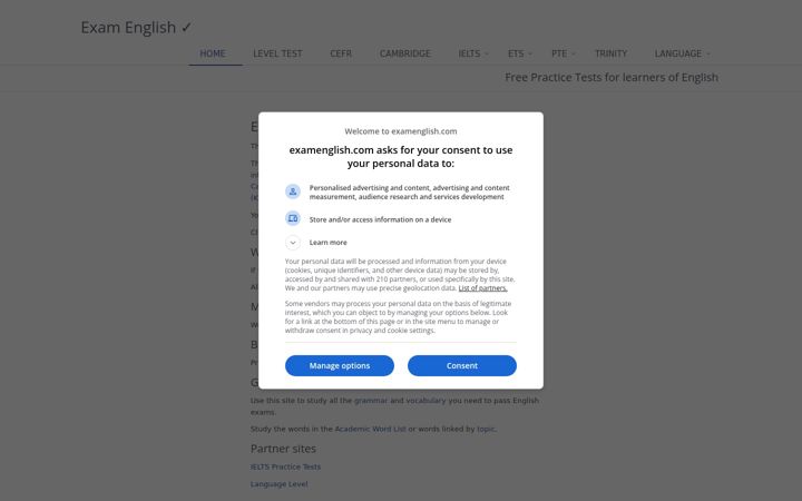 Screenshot of examenglish.com