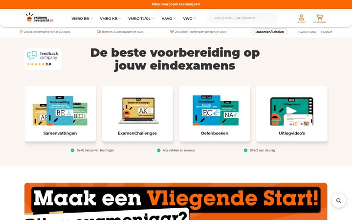 Screenshot of examenoverzicht.nl