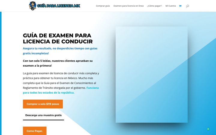 Screenshot of examenparalicenciadeconducir.org