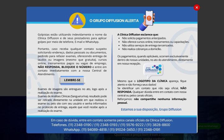 Snímek obrazovky examesdiagnosticos.com.br