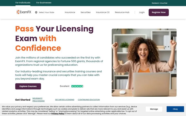 Screenshot of examfx.com