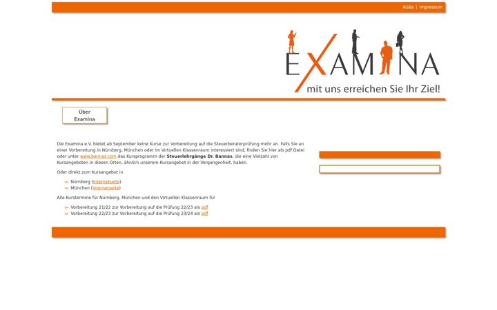 Screenshot of examina-ev.de