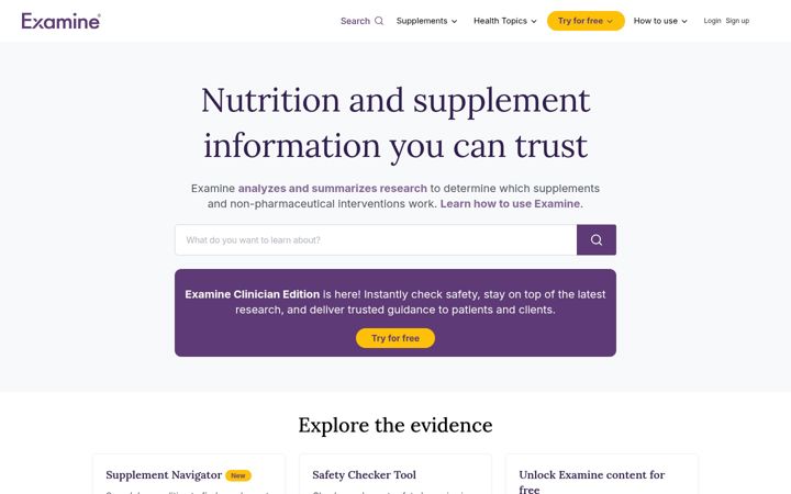 Captură de ecran a examine.com