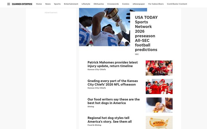 Screenshot of examiner-enterprise.com