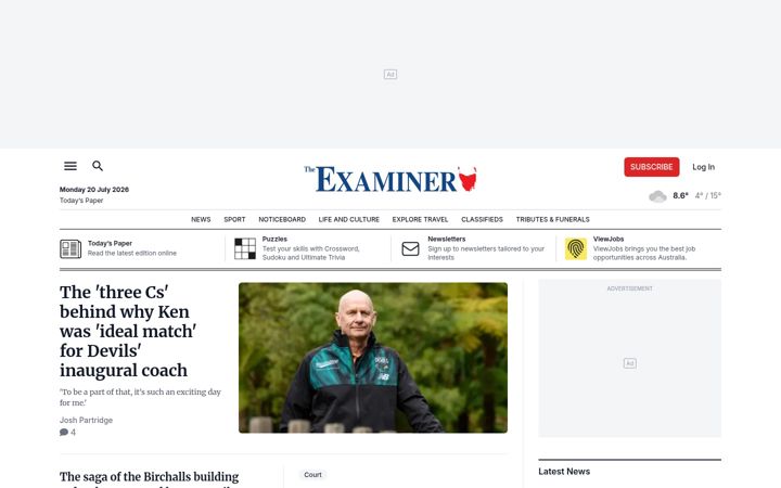 Screenshot of examiner.com.au