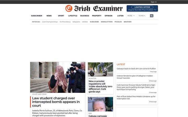 Skærmbillede af examiner.ie