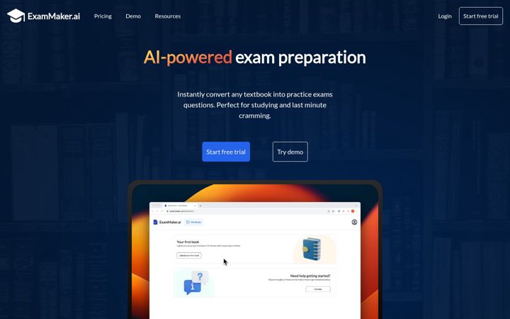 Screenshot of exammaker.ai