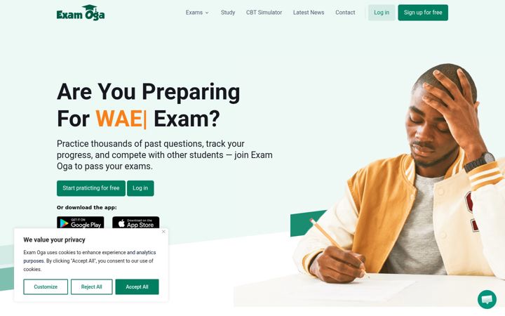 Screenshot of examoga.com