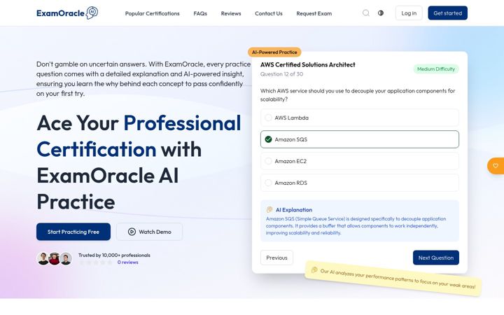 Screenshot of examoracle.com