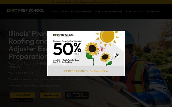 Screenshot of examprepschoolofillinois.com