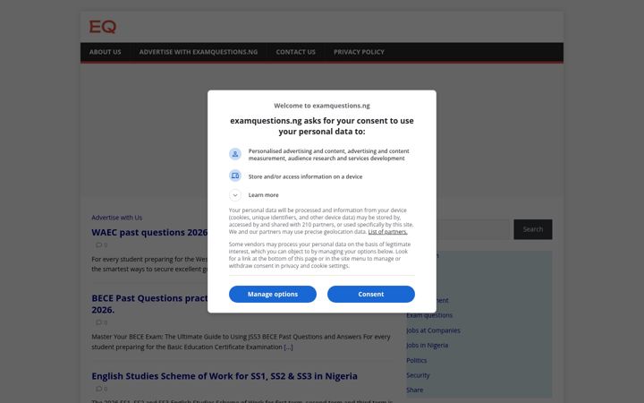 Zrzut ekranu examquestions.ng