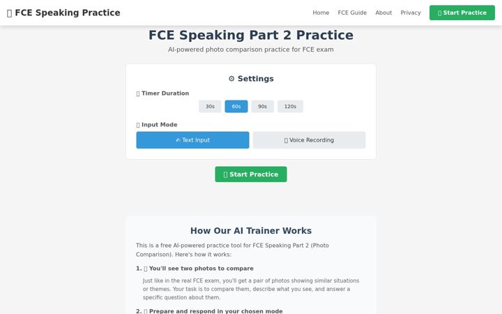 Screenshot of examspeaking.com