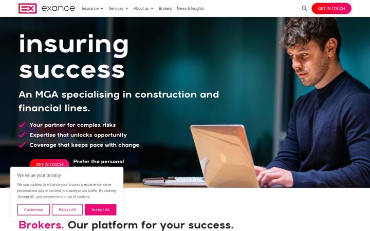 Screenshot von exance.co.uk