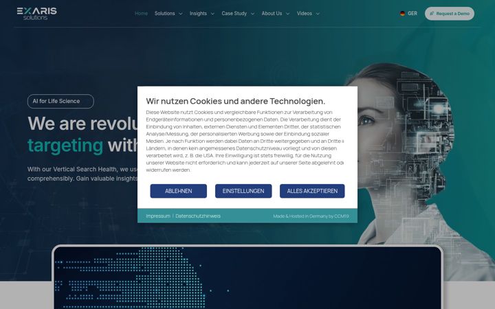 Screenshot of exaris-solutions.de