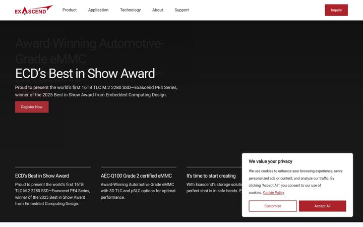 Screenshot of exascend.com